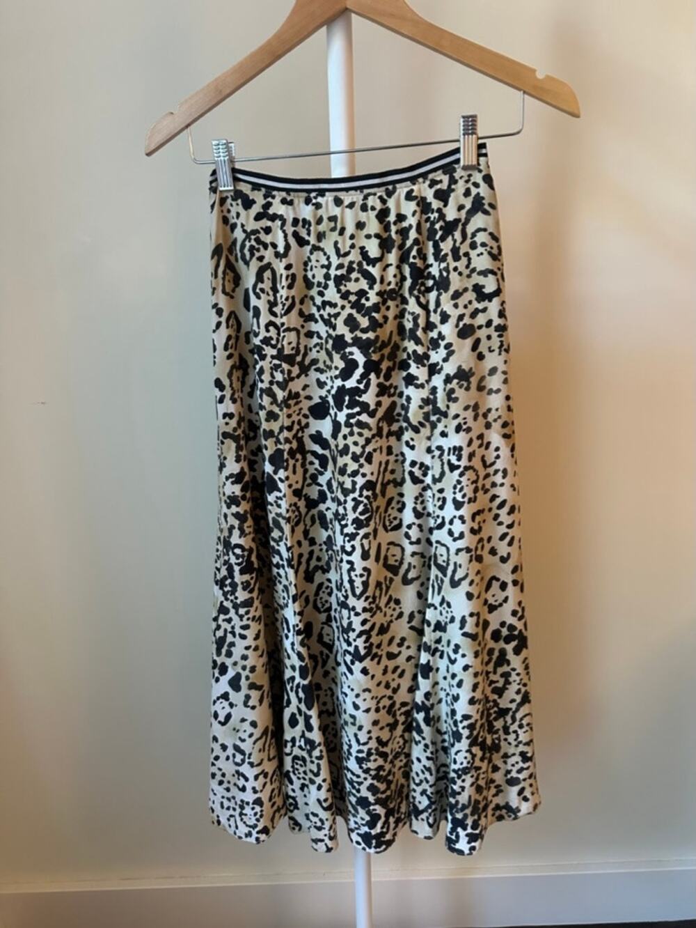La Ligne Silk Leopard Midi Skirt, Size 0